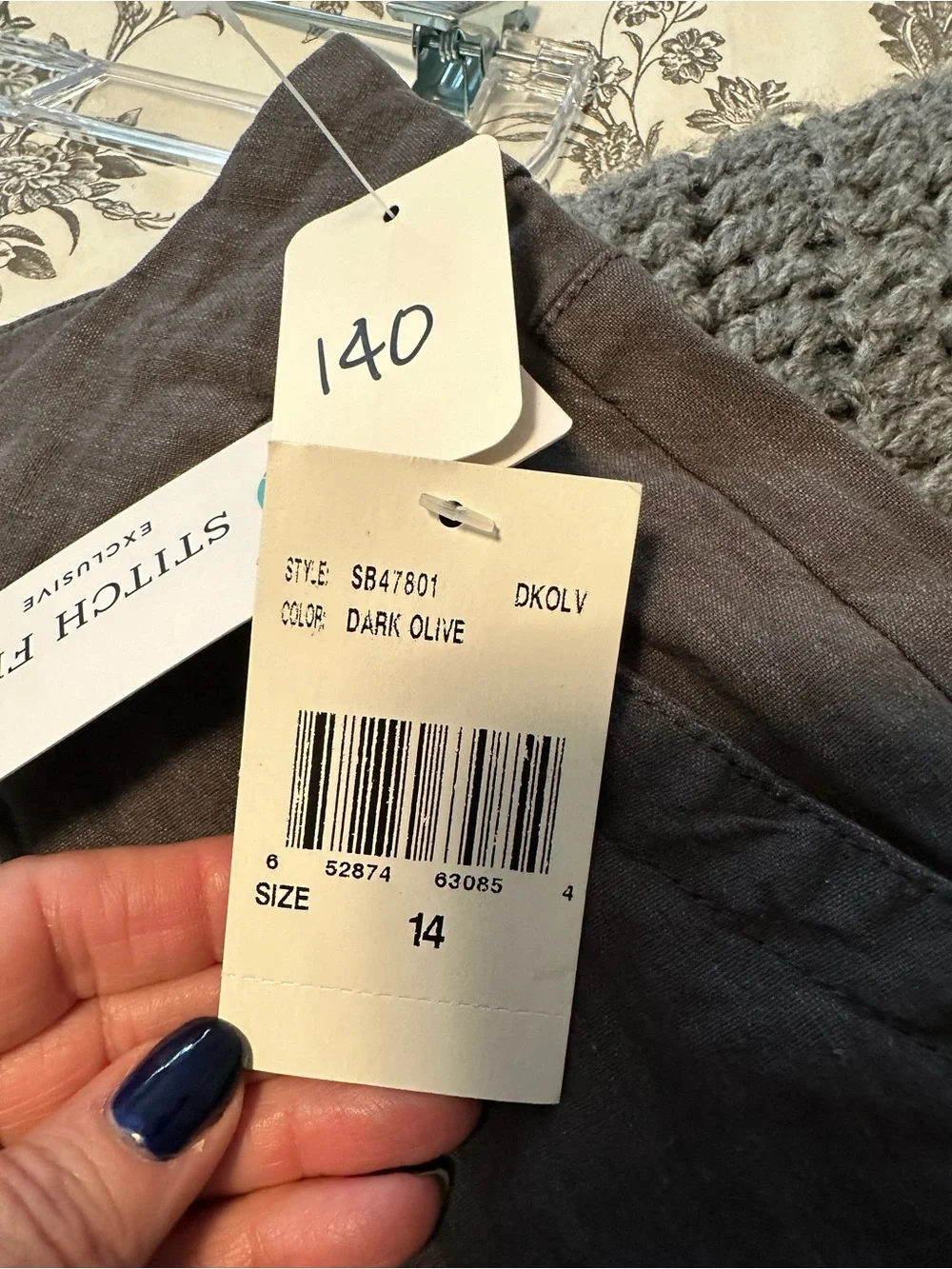 Kut From The Kloth Linen Blend Pants Womens 14 Dark Olive Straight Leg NWT